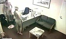 Blond-haired office worker gets banged by her big-dicked partner in the office
